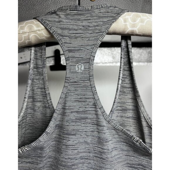 Lululemon Swiftly Tech Racerback Tank Top Sz 4 Tetra Stripe Asphalt Grey Black - Picture 3 of 5
